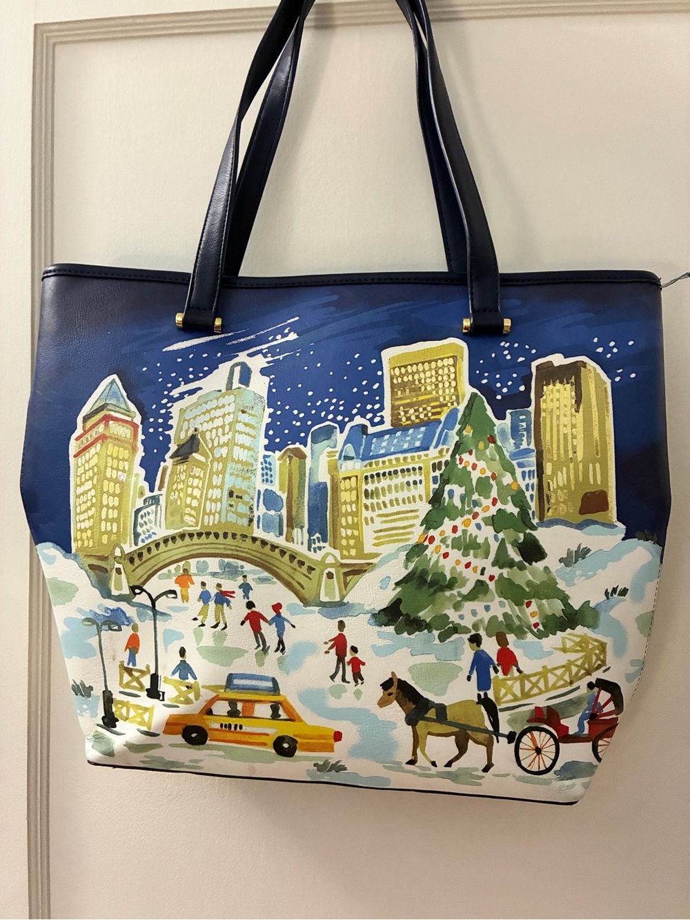 Talbots Navy and Gold Cityscape Holiday Tote - Picture 2 of 2